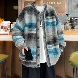 Men's Jackets 2024 Spring And Autumn American Knitted Cardigan Sweater High Quality Fashion Loose Round Neck Comfortable Top Jacket