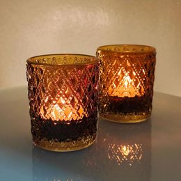 Candle Holders European Embossed Stained-glass Candlestick Wedding Decoration DIY Scented Empty Cup Christmas 5.5cmX6.5cm