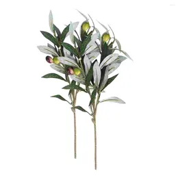 Decorative Flowers 2Pcs Simulation Olive Decoration Fake Pography Props Flower Arrangement Supplies Green