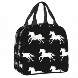 horse Running Thermal Insulated Lunch Bag Women Animal Lover Portable Lunch Tote for School Multifuncti Food Box O9iD#