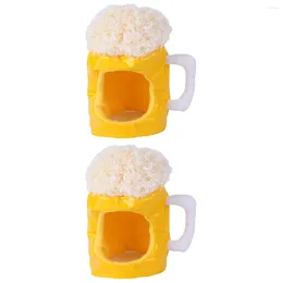 Dog Apparel 2pcs Novelty Beer Mug Pet Hats Cosplay Hat Dress Up Costume For Festival