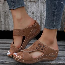 Casual Shoes Hollow Flower Designer Ethnic Platform Wedge Sandals Flat Bottomed Exposed Heel Roman Summer Women Female