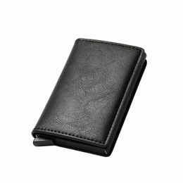 custom Card Holder Rfid Black Carb Fiber Leather Simple Wallet Men's Gift Persalized I3FR#