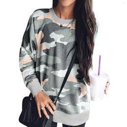 Women's Hoodies Autumn Winter Fashion Office Loose Camouflage Print Soft Crew Neck Long Sleeve Casual Adult Pullover Gift Women Top