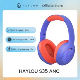 Headphones HAYLOU S35 ANC Wireless Bluetooth Headphones 42dB ANC ENC Overear Headphone Noise Cancellation 60H Playtime Earphones Men Women