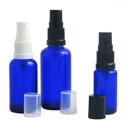 Storage Bottles 10PCS 5ml 10ml 15ml 20ml 30ml 50ml 100ml 1OZ Blue Glass Bottle With Mist Sprayer Skincare Small Perfume