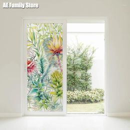 Window Stickers Watercolour Plant Translucent Opaque Matti Erte Bedroom Balcony Removable Self-adhesive Decorative Glass Sticker