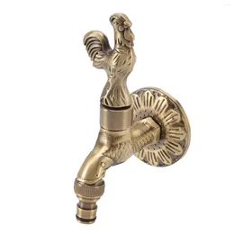 Bathroom Sink Faucets Vintage Copper Tap Sturdy Carved Faucet G1/2in Corrosion Resistant With Cover For Garden