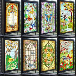 Window Stickers Art Stained Glass Sticker Electrostatic Frosted Laminated Mirror Bathroom European-style Film Htv