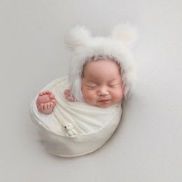 Large Size Baby Photography Backdrop Blanket Soft Wool Infant Photo Swaddle Wraps Cloth Stretch Photo Shoot Background Fabric