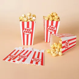Gift Wrap 12Pcs Striped Popcorn Paper Boxes Buckets Red White Stripes Bags Snack Containers For Baby Shower Birthdays Party Supplies