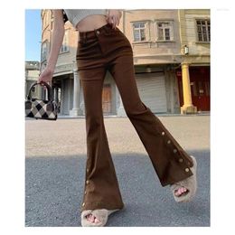 Women's Pants Flare For Women With High Waist And Slimming Effect Plush Chenille Retro Brown Slightly Flared Long Loose