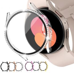 Case for Samsung Galaxy Watch 6 5 4 40mm 44mm Screen Protector PC Bumper Tempered Glass Diamond Integrated Protective Case