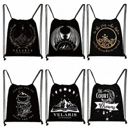 acotar Velaris Drawstring Bag Night Court Storage Shoulder Bags for Travel SJM City of Starlight Bookish Backpack Shoes Holder V8QV#