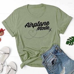 Women's T Shirts Airplane Mode T-Shirt Casual Summer Graphic Wanderlust Travel Vacay Tee Cotton Tumblr Funny Grunge Tops Art Camisetas