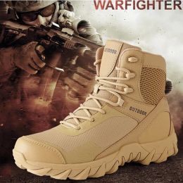 Badminton New Sport Army Men Combat Tactical Boots Outdoor Hiking Desert Leather Ankle Boots Military Male Combat Shoes Botas Hombre