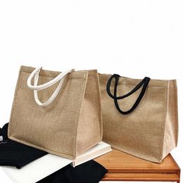 vintage Women Shop Bags Linen Tote Shopper Purses Large Summer Beach Handbags Portable Eco High Capacity Top Handle q5o0#