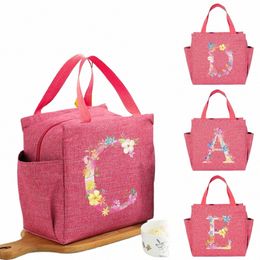 lunch Bag for Women Insulati Cooler Bag Kid Pink Lunch Box Pink Letter Printing Series Picnic Portable Food Storage Leakproof q05d#