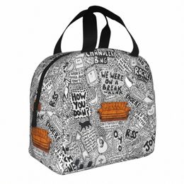 u N A G I Friends Insulated Lunch Bag High Capacity Meal Ctainer Cooler Bag Tote Lunch Box Work Picnic Bento Pouch a0wn#