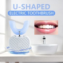 Heads Automatic Sonic Electric Toothbrush 360 Degrees U Type Tooth Brush USB Charging Toothbrush Whitening Blue Light