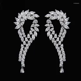 Stud Earrings Arrival Leaf For Women White Zircon Unique Design Brand Fashion Jewellery Party AE109