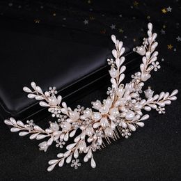 Bride Wedding Pearls Hair Combs Super Fairy Hairpins and Clips for Women Girls Fashion Headwear Crystal Flower Har Jewelry240327