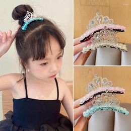 Hair Accessories Kids Mini Crowns Coloful Gauze Pearl Shining Crystal Star Combs Small Tiaras Girls Princess Party Jewelry