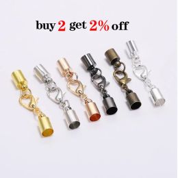 10pcs 3 4 5 6 8 10mm Bracelet Lobster Clasps Hooks Crimp Cord End Tip Caps Connectors For Jewelry Making Findings Supplies