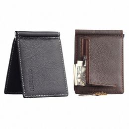 gubintu Portable Mini Men's Genuine leather Mey Clip Wallet With Coin Pocket Small Card C Holder Metal Mey Clamp For Male 66al#