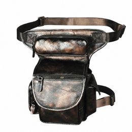 real Genuine Leather Men Design Vintage Menger Shoulder Sling Bag Multifuncti Fanny Waist Belt Pack Drop Leg Bag Pouch 3109 m6LV#