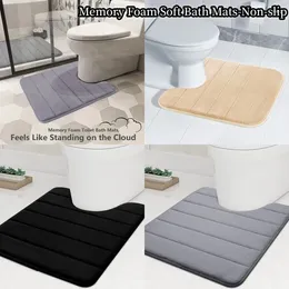 Bath Mats U Shaped Non-Slip Memory Foam Soft Absorbent Washable Rug Toilet Floor Mat Home And Comfortable Bathroom