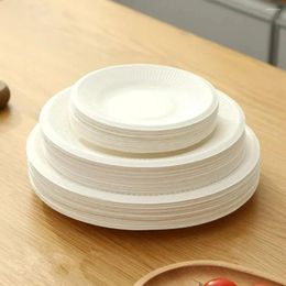 Disposable Dinnerware 50pcs/pack White Paper Plate Degradable Cake Pan DIY Drawing Supplies Bowl Children Kids