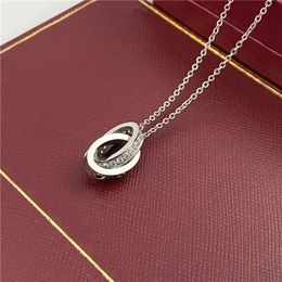 Ladies Love Gold Plated Titanium Pendant Double Stainless Steel Jewelry Fashion Oval Ring Clavicle Chain Necklace Designer