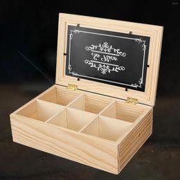 Storage Bottles Wooden Tea Box 6 Grids Multifunctional With Lid Bag Holder For Home Cabinet Kitchen Decor Organisation