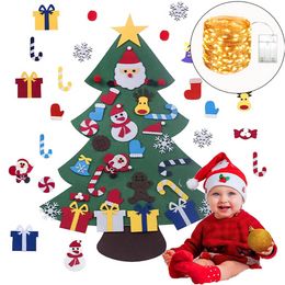 DIY Felt Christmas Tree 2024 New Kids Interactive Christmas Tree DIY Christmas Tree with Detachable Tree Ornaments for Kid Wall