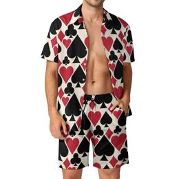 Casino Fun Poker Cards Shirt Sets 3D Print Men Casual Fashion Short Sleeves Shirts Oversized Beach Shorts Hawaiian Suits Clothes 240321