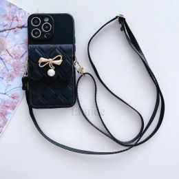 Wallet Strap Case for Xiaomi Mi 13T Pro 12T Redmi Note 12 Pro Plus 11 11s 12s 12c Cute Crossbody Lanyard Neck Leather Bag Cover