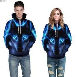 Luminous Wolf Unicorn Digital Printing Hooded Sweater Lovers Hoodie Sportswear Cykm