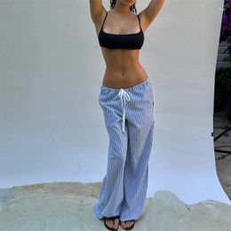 Women's Pants Xingqing Striped Y2k Clothes Women Drawstring Low Waist Wide Leg Loose Trousers With Pockets 2000s Sweatpants Streetwear