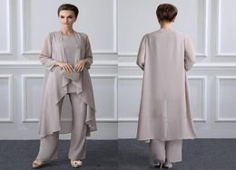 New Simple Cheap Mother of bride Suits Plus Size Chiffon Jewel Long Sleeves With Long Jacket Plus Size Formal Wedding Guest Mother5278397