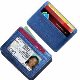 slim Thin Men's Busin Small ID Card Case Man Purse PU Leather Bank Credit Card Holder Mini Wallet 5 Card Slots Cardholder 61KV#