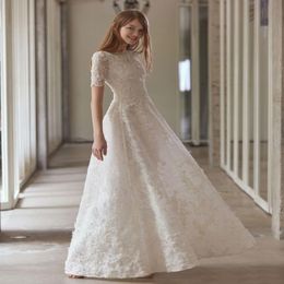 Quality Customised Summer Lace Wedding Dresses SeeThrough Bateau ALine Bridal Long Sleeve Wedding Ball Gown Dress FloorLength D2776806