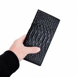 bifold Purse Alligator Print Genuine Leather Men Lg Wallets Real Cowhide Wallets for Man Short Black Walet Portefeuille Homme V5Y0#