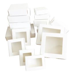 30pcs DIY White Box With Window Paper Gift Box Cake Packaging For Wedding Home Party Muffin Packaging Christmas Gifts Kraft Box