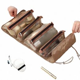 foldable Detachable Makeup Pouches 4 In1 Portable Travel Cosmetic Bag Transparent Mesh Toiletry Kits Makeup Brush Storage i0C9#