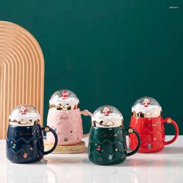 Mugs Est Christmas Couples Ceramic Santa Claus Figurines Creative 2024 Xmas Gift Lid Design Office Home Milk Coffee Cup