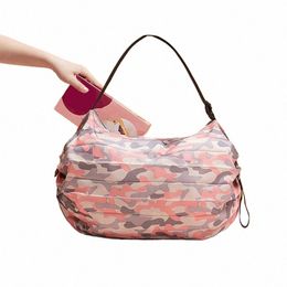 foldable Storage Bag With Handle Portable Travel Camoue Handbags Large Capacity Shop Bag E8df#