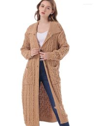 Women's Knits Fall And Winter Cardigan Knitted Twist Sweater Loose Long Fashionable Big Yards Coat Women Tops