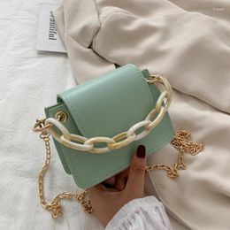 Bag PU Leather Ladies Acrylic Chain Mini Flap Shoulder Messenger Bags Fashion Women Small Crossbody Female Handbags Clutch Purse