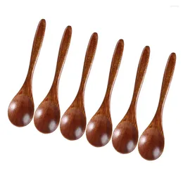 Spoons 6 Pcs Windows Spoon Japanese Small Wooden Teaspoon Heart Scoops Coffee Bean Dessert